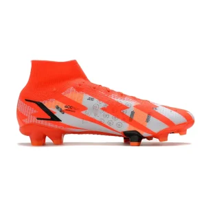 Red High-Top Breathable Knitted Waterproof Soccer Shoes for Men