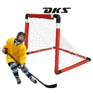 Red Mini PVC Hockey Goal with Non-Toxic Eco-Friendly Frame Regulation Size Training Net Custom Logo Option