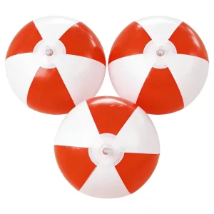 Red White Beach Ball Large Inflatable Beach Balls With Custom Logo PVC Beach Ball