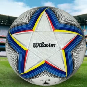 Red Yellow Blue Five Pointed Star Soccer Ball for Children Adult Sizes 4 and 5 Machine Seamed for Professional Matches Training
