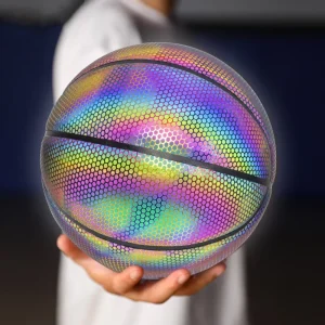 Reflective No.7 Basketball Student PU Eco-friendly 620-650g Wear Resistant Adhesive Skin Moisture Absorbing Luminous