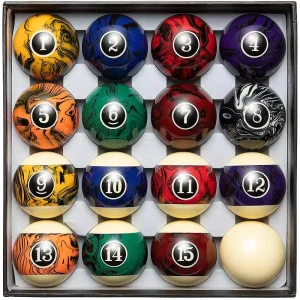 Regulation Size 2.25 Inch Marble Pattern Resin Pool Balls Balanced Pool Table Balls Professional Pool Table Accessories