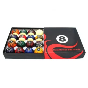 Resin Complete Set 2-1/4″ Marblized Pool Balls 16x Colorful Numbers Billiard Table Ball 57.2mm