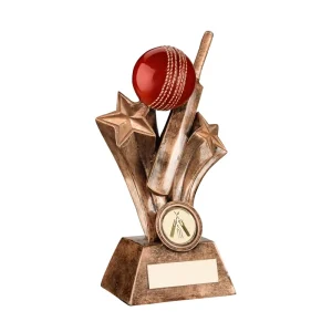 Resin Gold Rising Star Cricket Awards Bat and Ball Trophy