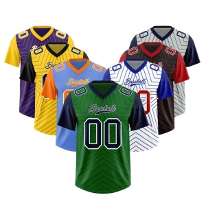 Retro American Football T Shirts Personalized Breathable Quick Dry Star Pattern Short Sleeve Rugby Jersey