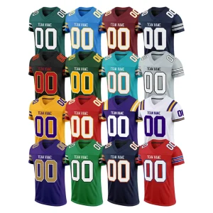Retro American Football Wear High Quality 32-Team Rugby Uniform Breathable Printed Jerseys for Men Plus Size Short