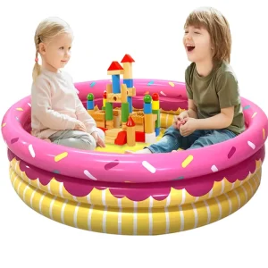 Round Kiddie Donut Inflatable Swimming Pool Ball Pool Pit Infant Bath Pool Water Play Table for Toddler