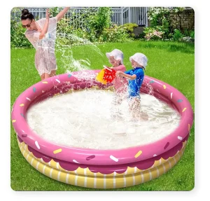 Round Rainbow Kiddie Inflatable Swimming Pool Ball Pool Pit Infant Bath Pool Water Play Table for Toddler