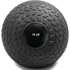 Rubber Medicine Ball 15LB Black Perfect for Balance Rehabilitation Workouts