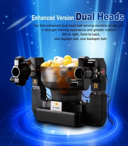 S1001 Dual Head Table Tennis Robot Professional Heavy Duty Ping Pong Serving Machine Club Grade Ball Launcher 12KG