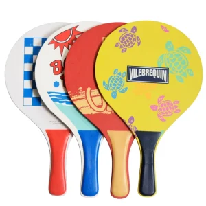 Set Of 2 Custom Logo Wooden Paddles And Ball Adult Sand Beach Tennis Badminton Team Games Toys Elegant Logo Beach Ball Rackets