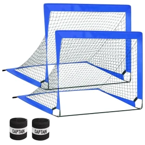 Set of 2 Football Goals 128 X 95 X 98 cm Foldable Football Goals Portable Pop Up Training Football Goal