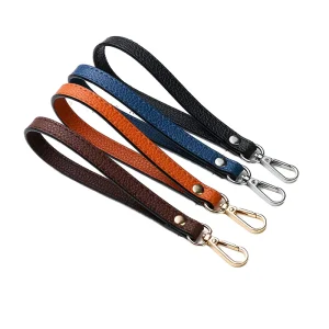 Short PU Leather Wristlet with Lanyard Keychain Soft Purse Wallet Strap Handle for Women Special Bag Parts Accessories