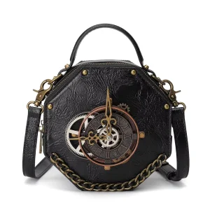 Shoulder Bag Punk Metal Clock Costume Cosplay Accessories Small Crossbody Purse and Handbags for Women