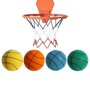 Silent Grooved Airless Indoor Foam Basketball for Quiet Dribbling and Higher Bounce Training