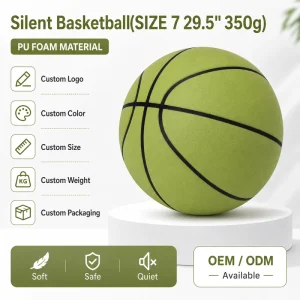 Size 7 PU Foam Silent Basketball 350g Apartment Friendly Indoor Training Ball Low Noise Soft Touch OEM