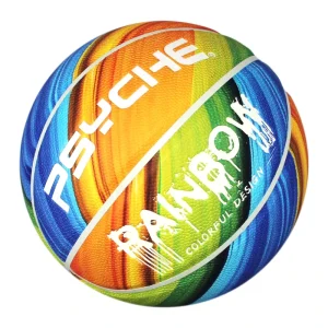 Size 7 Rainbow Custom Logo PU Leather Basketball For Adult Players Indoor Outdoor Training Full Panel Printing Practice