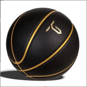Size 7 Standard Basketball Custom Black Gold PU and Microfiber Real Leather Feel for Adult Competition and Training
