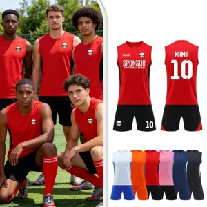 Sleeveless Custom Soccer Training Jersey Set 100% Polyester Quick Dry Breathable Football Uniform for Men