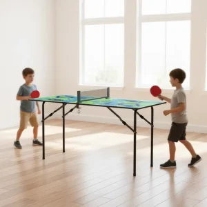 Small Multi Use Table Tennis Table with Net Conveniently Foldable Assembled