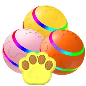 Smart Interactive Remote Control Pet Toy Dog Ball USB Rechargeable Electric Automatic Pet Ball LED Light Up Rolling Ball
