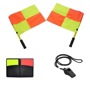 Soccer Football Referee Kit with Referee Flags Red Yellow Cards Whistle for Games