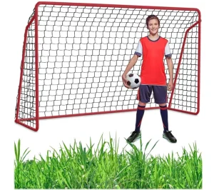 Soccer Goal 240*150*90CM 2 in 1 Powder Coated Soccer Goal Frame with All Weather Net & Detachable Target Goal Net for Skills