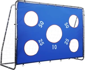 Soccer Goal 8 X 5.6 Ft 2 in 1 Powder Coated Soccer Goal Frame with All Weather Net and Detachable Target Goal Net for Skills