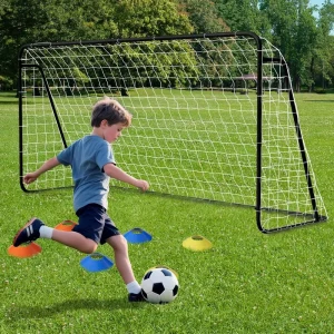 Soccer Goals Portable Steel Tube Soccer Goal 12x6FT Outdoor Foldable Football Goal Equipment for Children Training