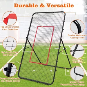 Soccer Volleyball Rebounder Net, Quick-Switch Angle Dual-Sided/Dual/Three Mode Baseball Pitchback Net Soccer Goal Rebound