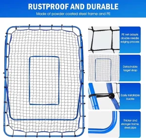 Soccer Volleyball Rebounder Net Quick Switch Angle Dual Sided Dual Three Mode Baseball Pitchback Net Soccer Goal Rebound