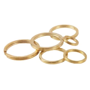 Solid Brass Flat and Round Wire Customize Engraved logo Keyholder Solid Brass Split Keyring Hardware Holder