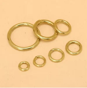Solid Brass Ring with Movable Opening Spring Clasp Hardware Accessories for DIY Leather Goods and Luggage Keychain