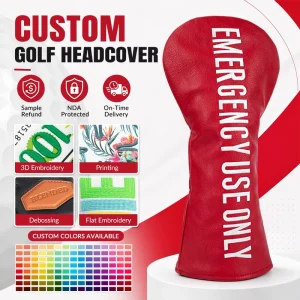 Solid Color Durable PU Golf Club Head Covers Soft Customizable Digital Printing Head Cover for Golf Wood Putter