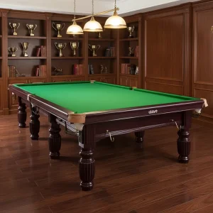 Solid Wood Indoor Snooker Table Green Cloth Leather Pockets Automatic Ball Return for Commercial & Home Billiard