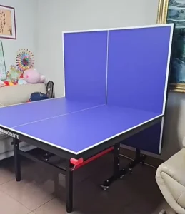 Space Saving Foldable Indoor Table Tennis Table with Lockable Moving Wheels Single Half Play Function for Family Entertainment
