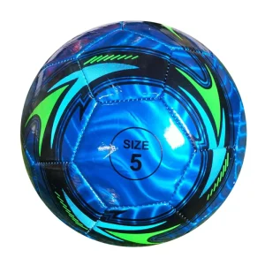 Sporting Balls Professional Style Official Weight Blue Machine Stitched 1.6MM PVC Laser Wave Shiny Surface Stocks Soccer Ball