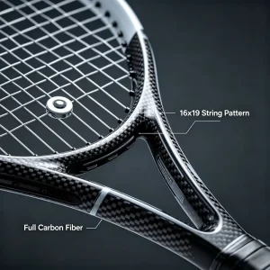Stealth Matte Black Carbon Fiber Power Tennis Racket High Stiffness Offensive Series