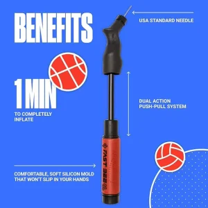 Steel Ball Pump High Pressure 12 PSI Lightweight Durable Eco Friendly Manual Inflator AV FV Valve for Soccer Basketball