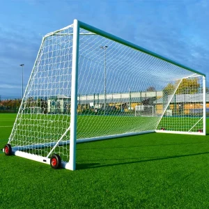 Steel Soccer Goals Portable on Wheels Aluminum Soccer Goal Frame with Foldable Football Goal Posts for Outdoor Sports
