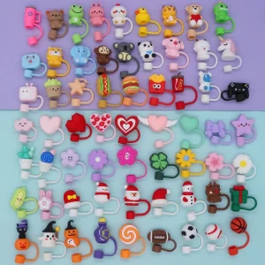 Straw Cap Flower Straw Stopper Ice Cream Cup 10mm Factory Direct Sales Drinking Straw Silicon Charms Straw Cover