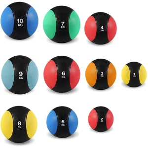 Strength Equipment Weighted Medicine Ball 1-10 Kg Non slip Double Color Solid Rubber Gravity Medicine Ball