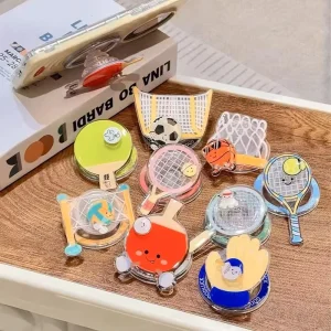 Strong Magnetic Phone Mount with Cute Baseball Badminton & Ping Pong Charms Shake Proof Adhesive Phone Holder