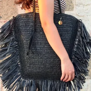 Summer Crochet PU Leather Soft Shoulder Strap Crochet Private Metal Label Luxury Designer Tassel Accessories Shoulder Lady Bag