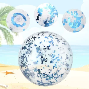 Summer Party Glitter Beach Balls 11.8 Inch Inflatable Pool Toys for Outdoor & Swimming
