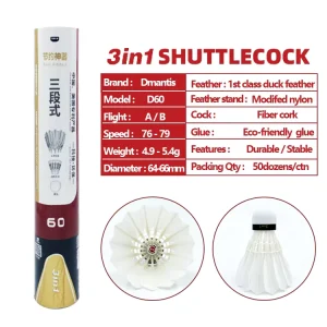 Super Durable 3 in 1 Tournament Level Grade Natural Duck Feather Badminton Shuttlecock Professional Player’s Choice