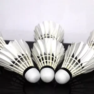 Super Durable Goose Feather Ball Badminton Shuttlecocks 2 Layer Straight Feather PU Cork Head 12 Pack Club Players Training