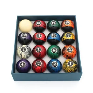 Superior Quality 16x Billiard Sport Game Ball 2-1/4inch 57.2mm Marble Style Pool Ball Set