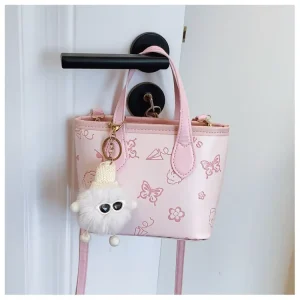 Sweet Print Mini Bucket Crossbody Bag Women Single Strap PU Handbag Zipper Large-capacity Urban Simplicity Casual Daily
