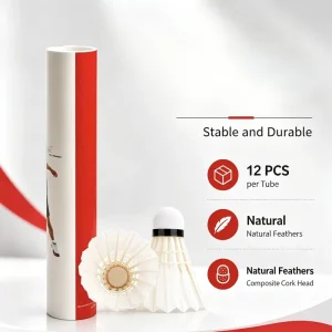T 6 Class C Goose Feather Shuttlecock Professional Lightweight Badminton Ball Hybrid 2 Layer Cork Eco Friendly High Durability